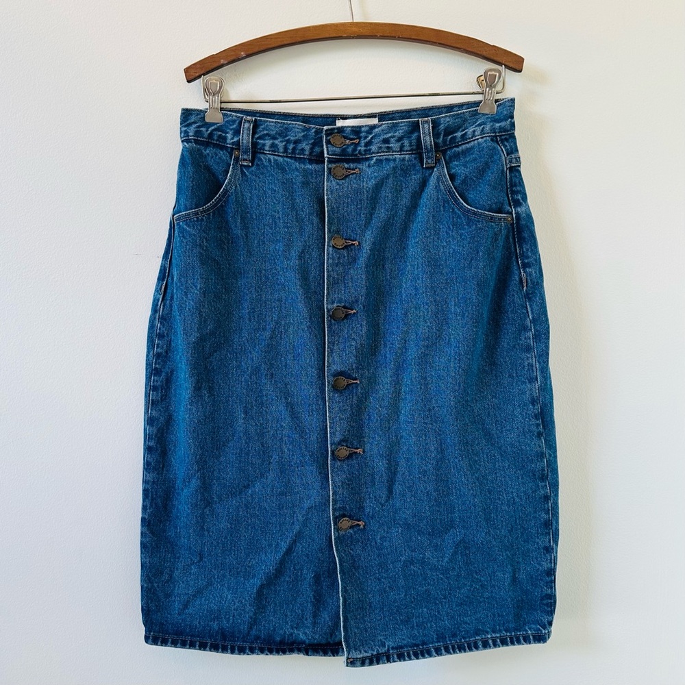 ROLLA’S denim midi skirt button up size 12